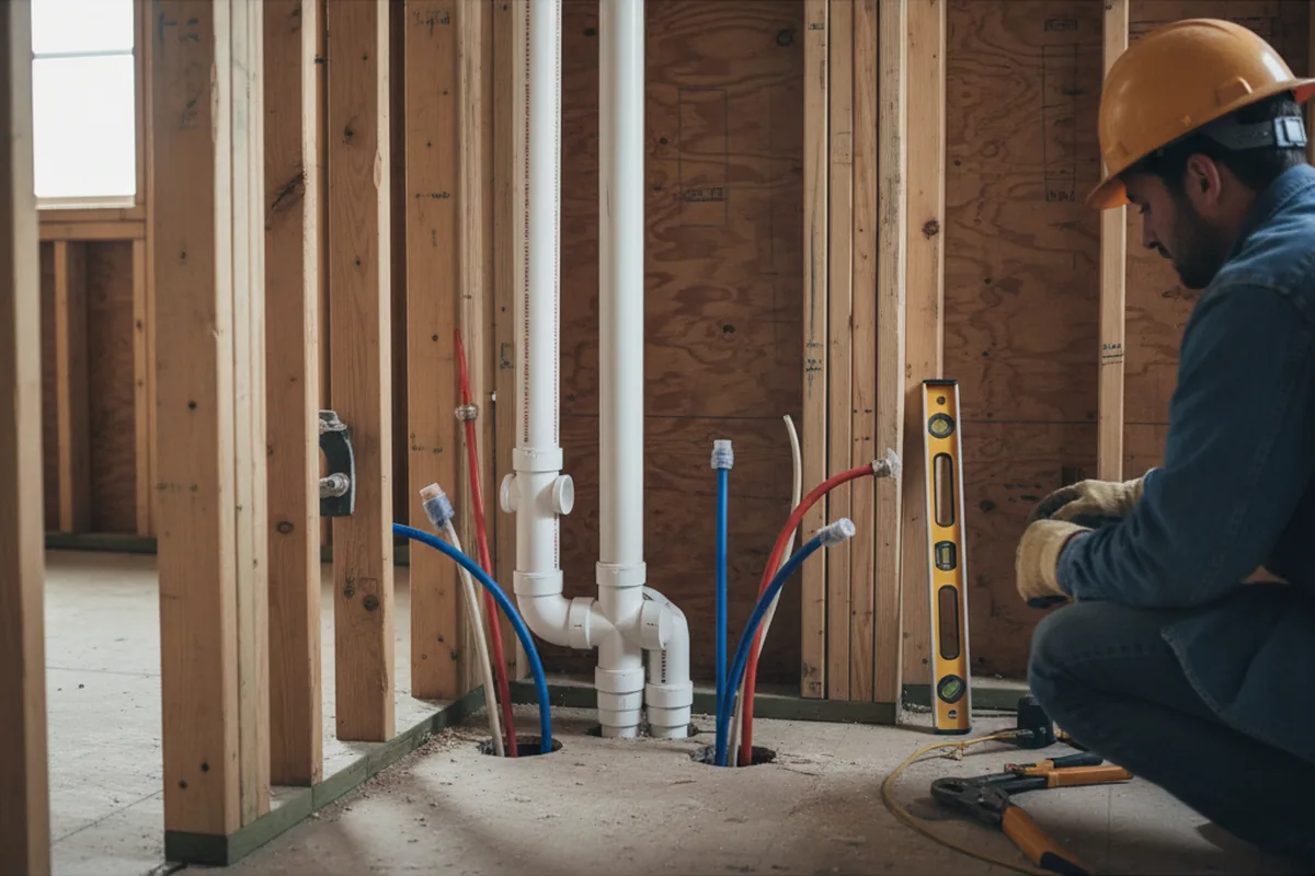 Drain and supply rough-in during Drain Cleaning in Conway Springs