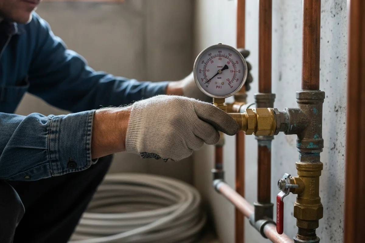 Pressure testing a repaired line during Water Line Repair in Conway Springs